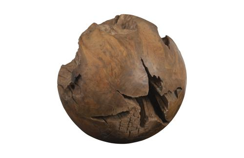 Phillips Collection Teak Wood Ball, Large Brown Accent