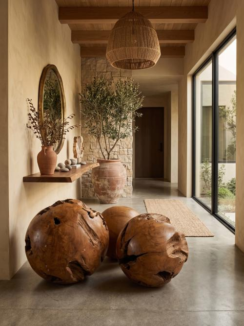 Phillips Collection Teak Wood Ball, Large Brown Accent