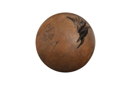 Phillips Collection Teak Wood Ball, Medium Brown Accent