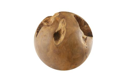 Phillips Collection Teak Wood Ball, Small Brown Accent