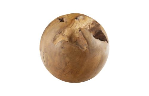 Phillips Collection Teak Wood Ball, Small Brown Accent