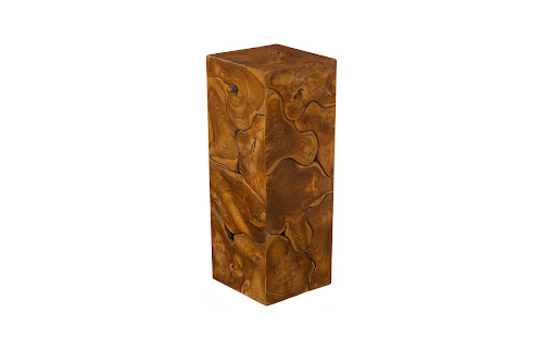 Phillips Collection Teak Slice Pedestal Square MD Accent