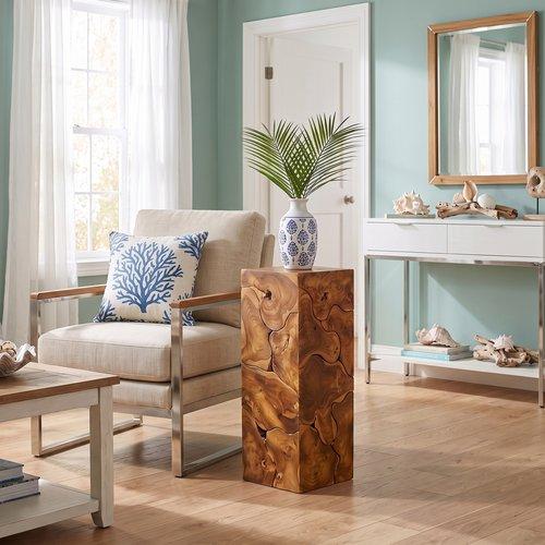 Phillips Collection Teak Slice Pedestal Square MD Accent