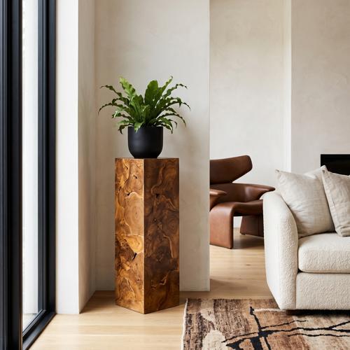 Phillips Collection Teak Slice Pedestal Square LG Accent