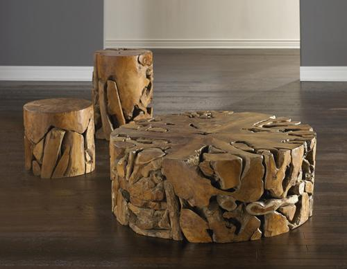 Phillips Collection Teak Chunk Round Coffee Table