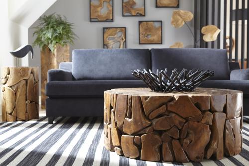 Phillips Collection Teak Chunk Round Coffee Table