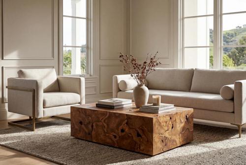Phillips Collection Teak Slice Rectangle Coffee Table