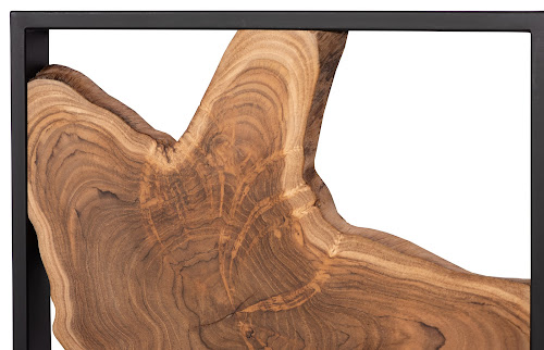 Phillips Collection Framed Slice Wall Tile, Teak Wood, Black Frame Brown Wall Art