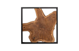 Phillips Collection Framed Slice Wall Tile, Teak Wood, Black Frame Brown Wall Art