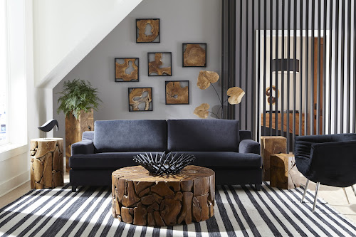 Phillips Collection Framed Slice Wall Tile, Teak Wood, Black Frame Brown Wall Art