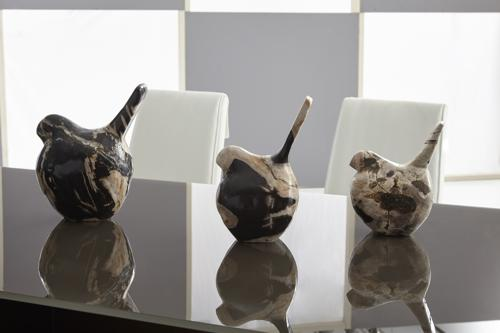 Phillips Collection Petrified Wood Birds Set of 3 Tabletop