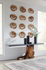 Phillips Collection Swirl Wall Tile Teak Wood Assorted Wall Art