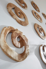 Phillips Collection Swirl Wall Tile Teak Wood Assorted Wall Art