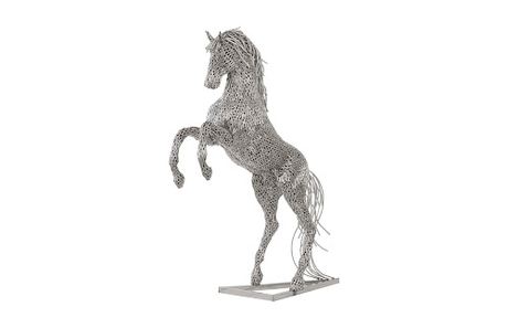 Phillips Collection Horse Pipe Sculpture, Rearing Stainless Steel Accent