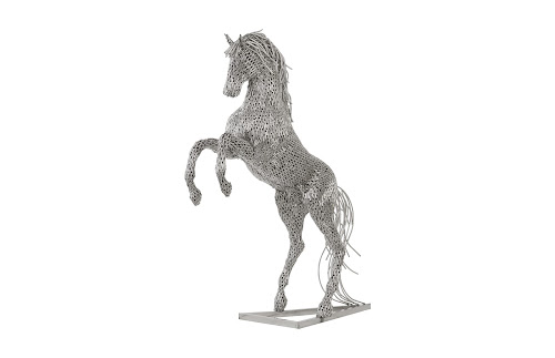 Phillips Collection Horse Pipe Sculpture, Rearing Stainless Steel Accent
