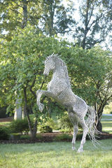 Phillips Collection Horse Pipe Sculpture, Rearing Stainless Steel Accent
