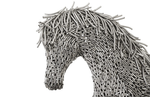 Phillips Collection Horse Pipe Sculpture, Walking Stainless Steel Accent