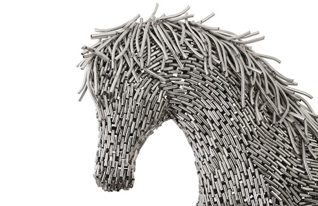 Phillips Collection Horse Pipe Sculpture, Walking Stainless Steel Accent