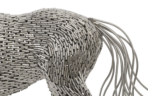 Phillips Collection Horse Pipe Sculpture, Walking Stainless Steel Accent