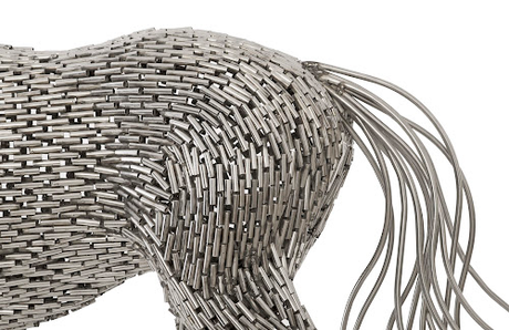 Phillips Collection Horse Pipe Sculpture, Walking Stainless Steel Accent