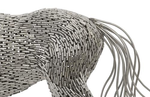 Phillips Collection Horse Pipe Sculpture, Walking Stainless Steel Accent
