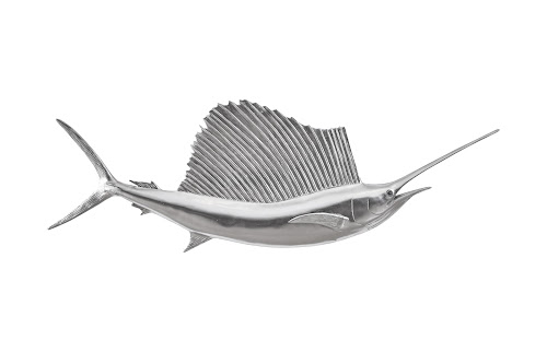 Phillips Collection Sail Fish Wall Sculpture Resin Silver Leaf Accent