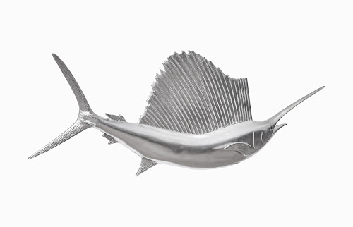 Phillips Collection Sail Fish Wall Sculpture Resin Silver Leaf Accent