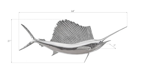 Phillips Collection Sail Fish Wall Sculpture Resin Silver Leaf Accent