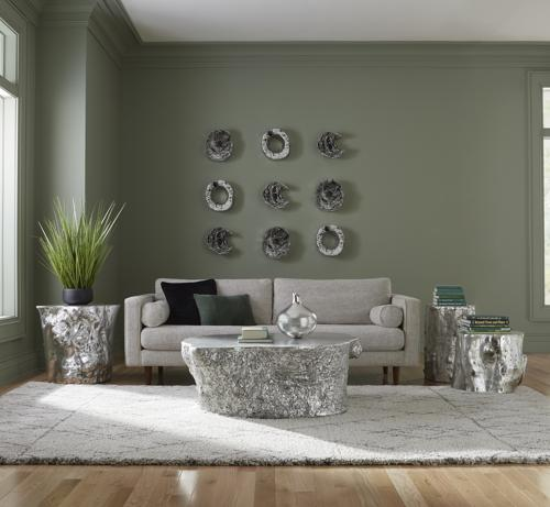 Phillips Collection Cast Eroded Wood Circle Wall Tile Silver Wall Art