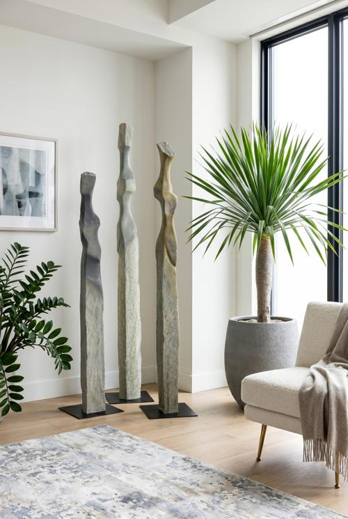 Phillips Collection Cast Women Sculptures, A , Colossal, Splinter Stone Finish Gray Accent