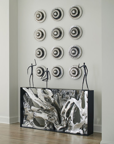 Phillips Collection Circles Wall Tile Silver Leaf with Antiquing Accent