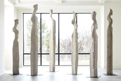 Phillips Collection Cast Women Sculptures, F , Colossal, Roman Stone Off White Accent