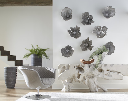 Phillips Collection Freeform  Table, Roman Stone, LG Off White Console