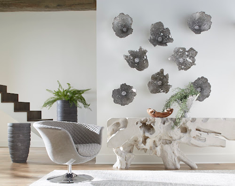 Phillips Collection Freeform  Table, Roman Stone, LG Off White Console