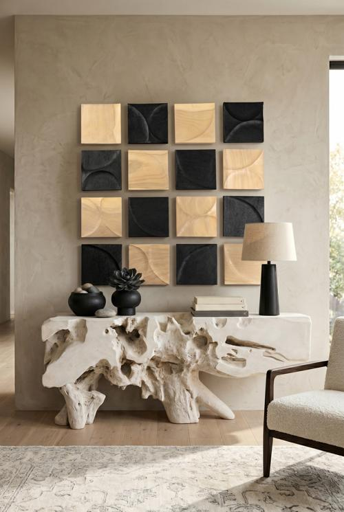 Phillips Collection Freeform  Table, Roman Stone, LG Off White Console