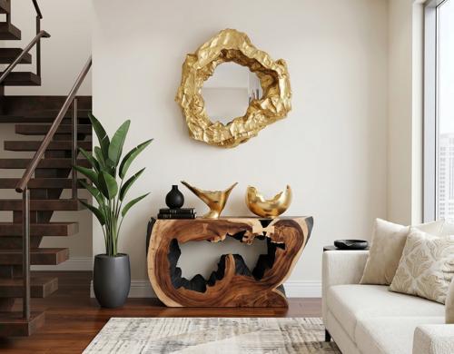 Phillips Collection Burled Resin Gold Leaf Finish Bowl