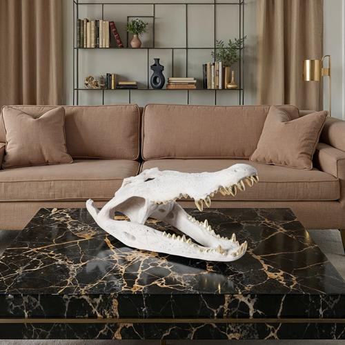 Phillips Collection Crocodile Skull Roman Stone Gold Leaf Accent