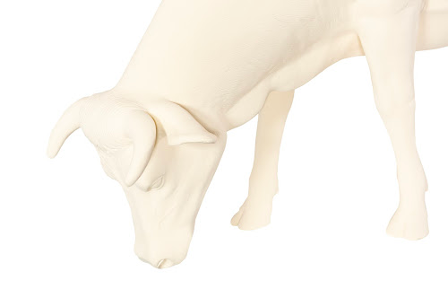 Phillips Collection Life Size Cow Grazing Off White Accent