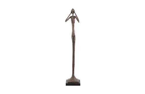 Phillips Collection Hear No Evil Slender Sculpture Small Resin Bronze Finish Accent