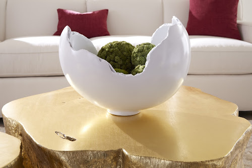 Phillips Collection Burled Glossy White Bowl