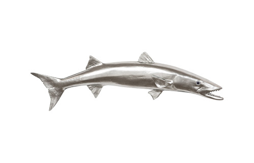 Phillips Collection Barracuda Fish Wall Sculpture Resin Silver Leaf Accent