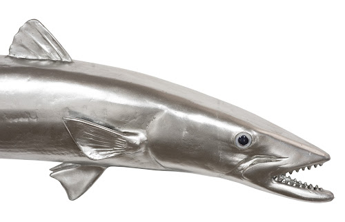 Phillips Collection Barracuda Fish Wall Sculpture Resin Silver Leaf Accent