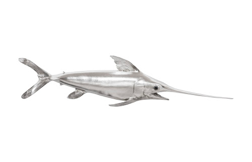 Phillips Collection Broadbill Swordfish Fish Wall Sculpture Resin Silver Leaf Accent