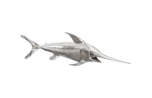 Phillips Collection Broadbill Swordfish Fish Wall Sculpture Resin Silver Leaf Accent