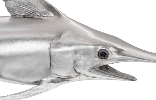 Phillips Collection Broadbill Swordfish Fish Wall Sculpture Resin Silver Leaf Accent
