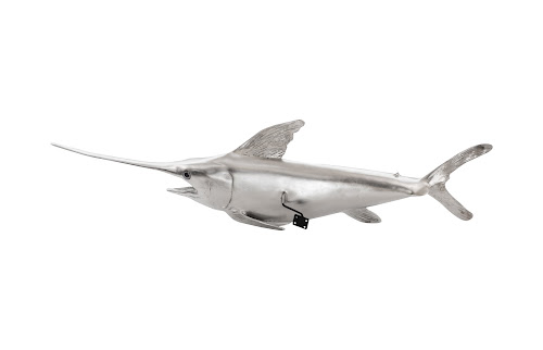 Phillips Collection Broadbill Swordfish Fish Wall Sculpture Resin Silver Leaf Accent