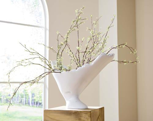 Phillips Collection Burled Glossy White Vase