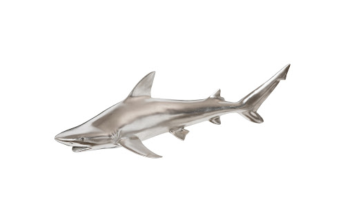 Phillips Collection Black Tip Reef Shark Wall Sculpture Resin Silver Leaf Accent