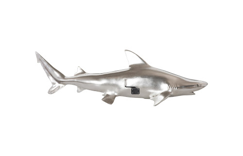 Phillips Collection Black Tip Reef Shark Wall Sculpture Resin Silver Leaf Accent
