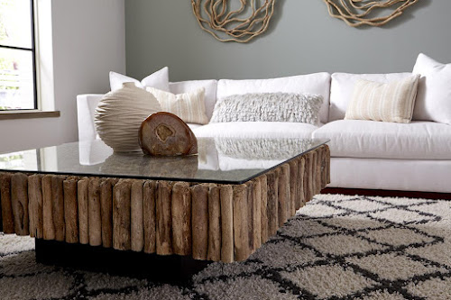 Phillips Collection Manhattan Square with Glass Coffee Table